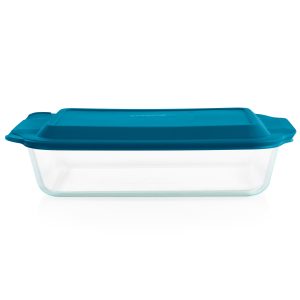 Pyrex? Deep 9 x 13 Rectangular Glass Baking Dish with Blue Lid