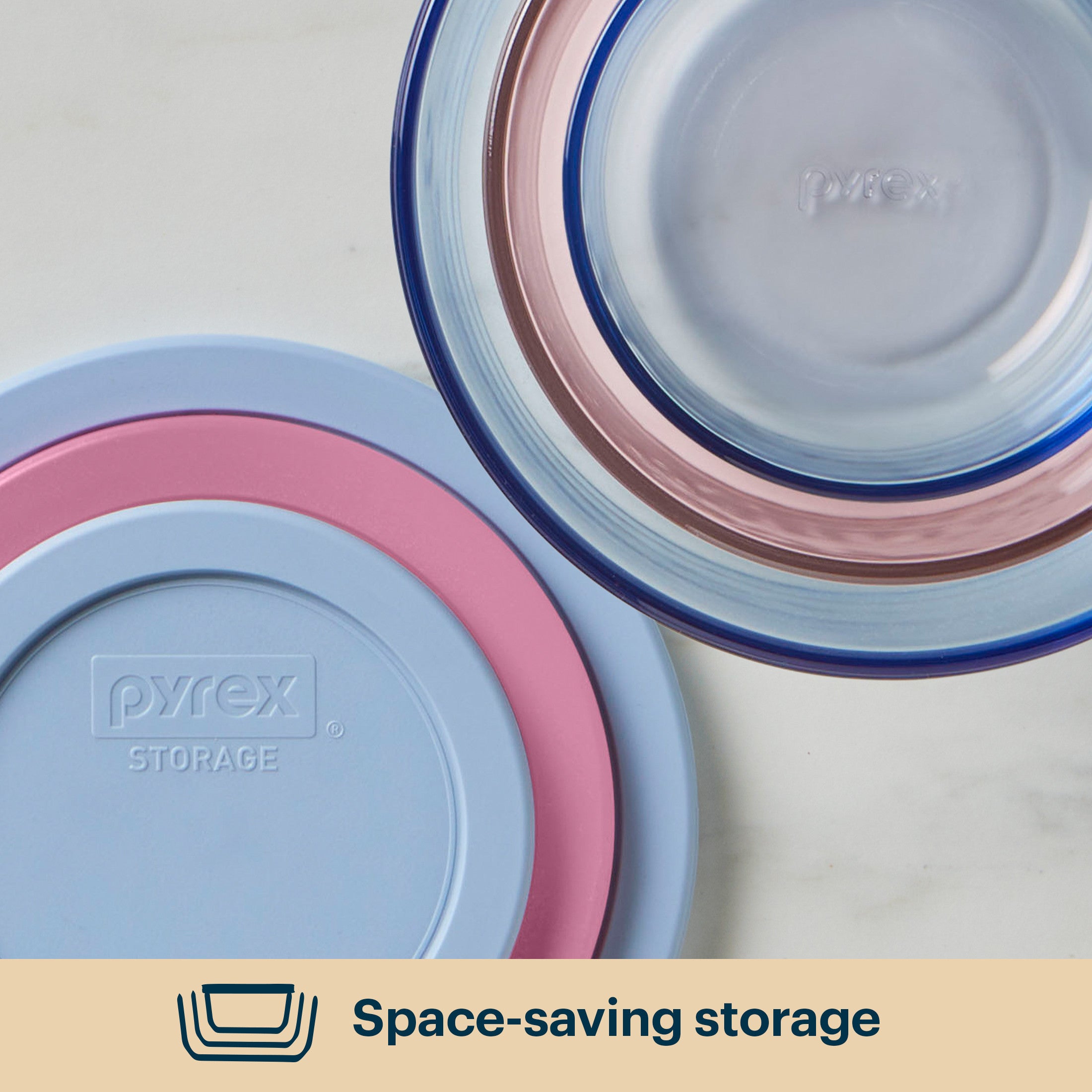 Pyrex? Simply Store? Tinted Glass Round Storage Containers. 10-pc Set. Mixed Colors - Image 5
