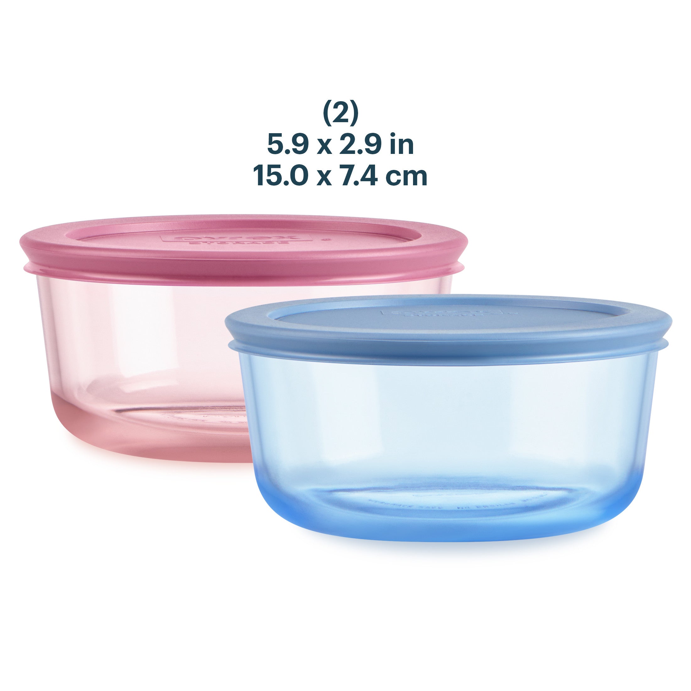 Pyrex® Simply Store® Tinted Glass 4-cup Round Storage Containers. 4-pc Set. Mixed Colors - Image 3
