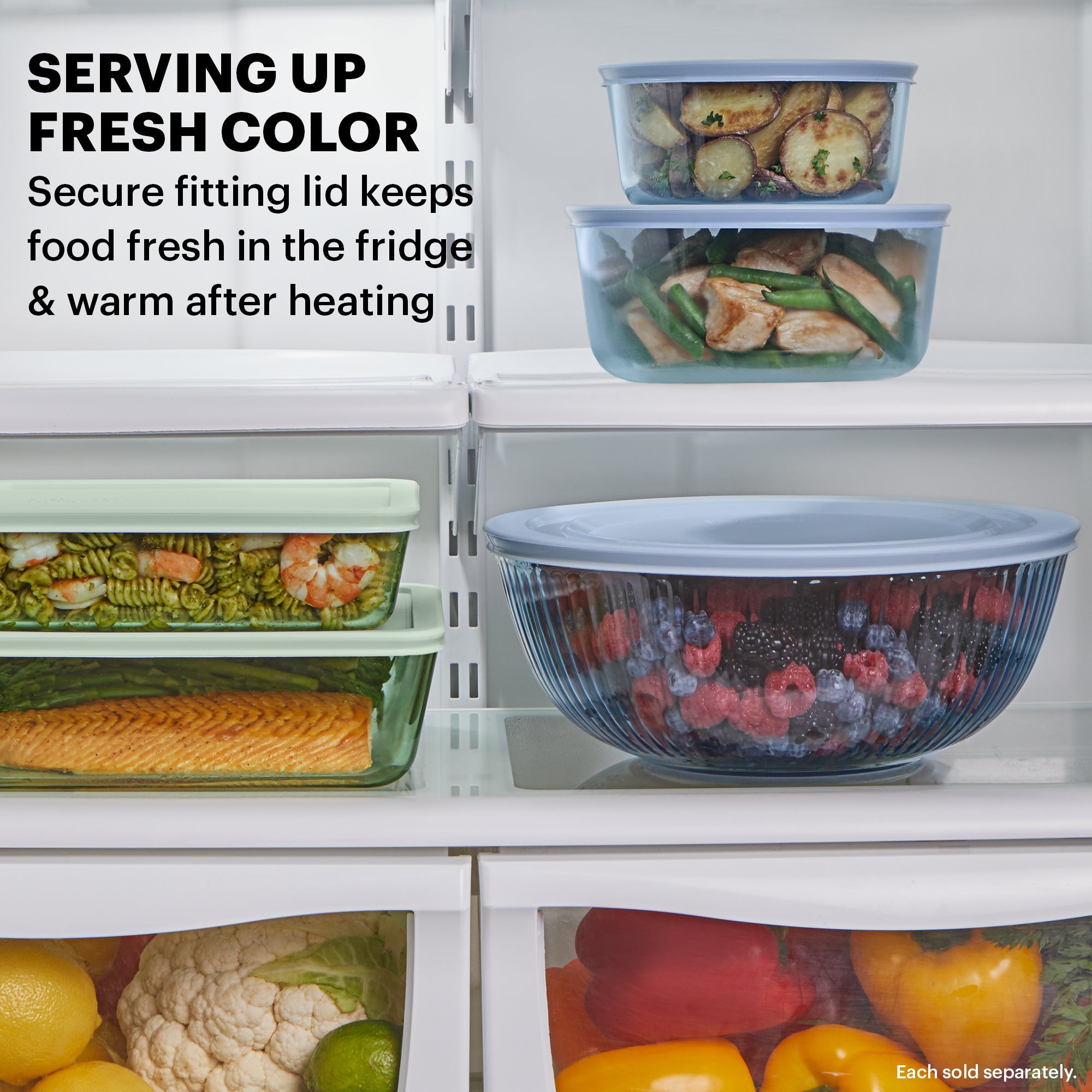 Pyrex? Colors Sculpted Tinted 4.5-quart Mixing Bowl with Lid. Blue - Image 3